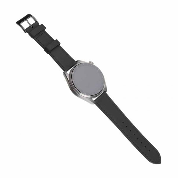 Fast Samsung Galaxy Watch 22mm Armbånd Læderrem Sort