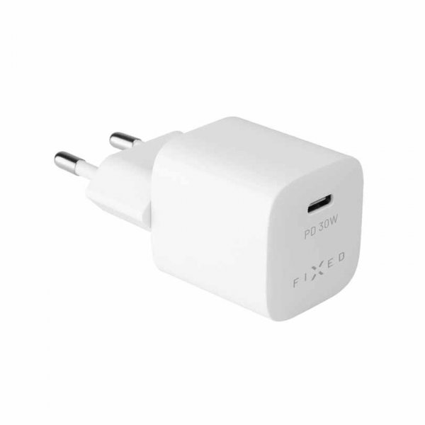 Fixed Oplader med Kabel Mini PD Travel Charger Kit USB-C/USB-C 30W Hvid