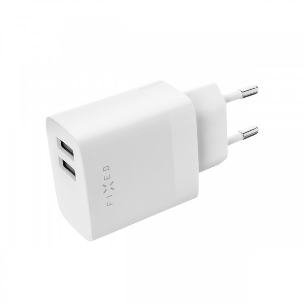 Fixed Oplader 2xUSB-A 17W Hvid