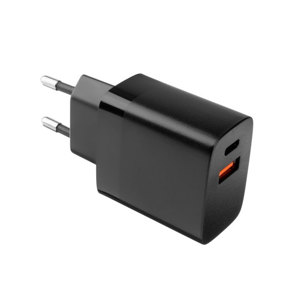 Fixed Oplader med USB-C Kabel 1m 2xUSB-A 17W Sort