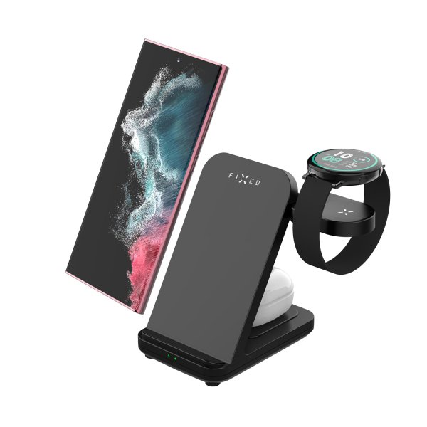 Fixed Trådløs Oplader Powerstation til Samsung 3i1 15W Sort