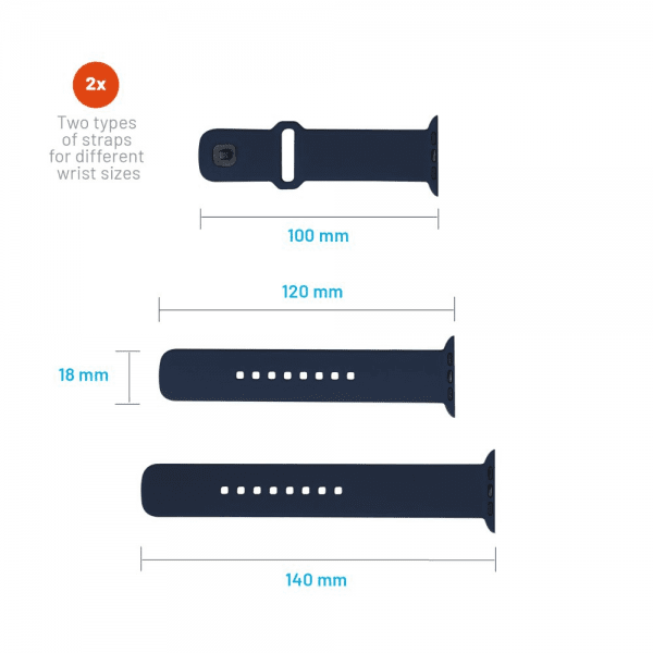 Fast Apple Watch 44/45/46mm Armbånd Silikone Sporty Rem Blå