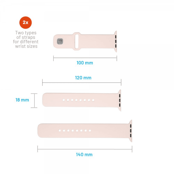 Fast Apple Watch 44/45/46mm Armbånd Silikone Sportsrem Rosa