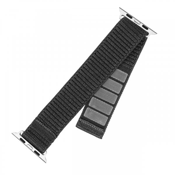 Fast Apple Watch 44/45/46mm Armbånd Nylon Sporty Strap Grå