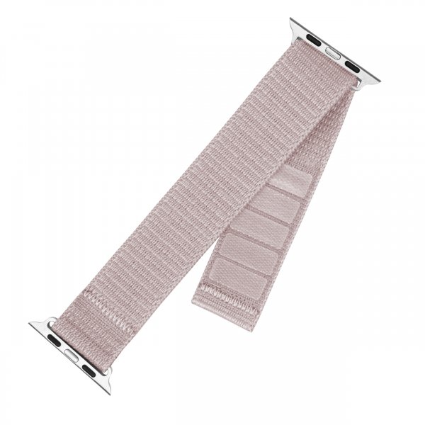Fast Apple Watch 44/45/46mm Armbånd Nylon Sporty Rem Rosa