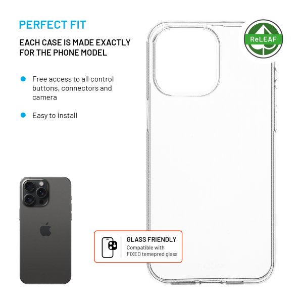 Fastgjort iPhone 15 Pro Max Cover ReStory Transparent