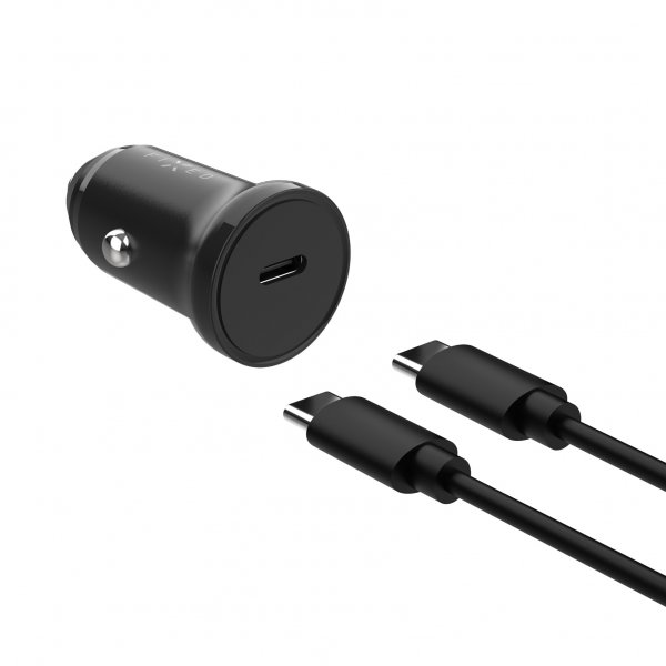 Fast billader med USB-C-kabel 1m 20W PD Sort