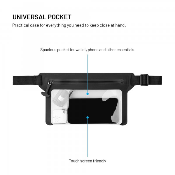Fixed Vandafvisende Etui til Mobiltelefon Dry Belt Sort
