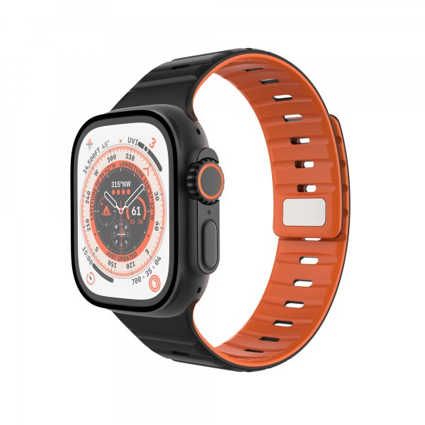 Fastmonteret Apple Watch 42/44/45/46mm Armbånd Silikone Magnetisk Rem Sort