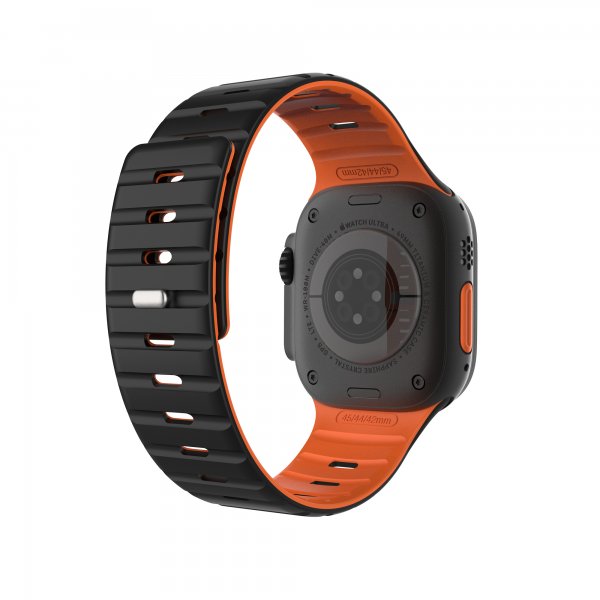 Fastmonteret Apple Watch 42/44/45/46mm Armbånd Silikone Magnetisk Rem Sort