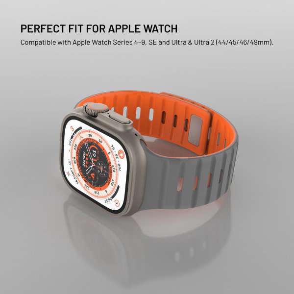 Fast Apple Watch 42/44/45/46mm Armbånd Silikone Magnetisk Rem Grå