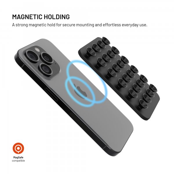 Fast MagSafe-holder med sugekopper MagMate Sort