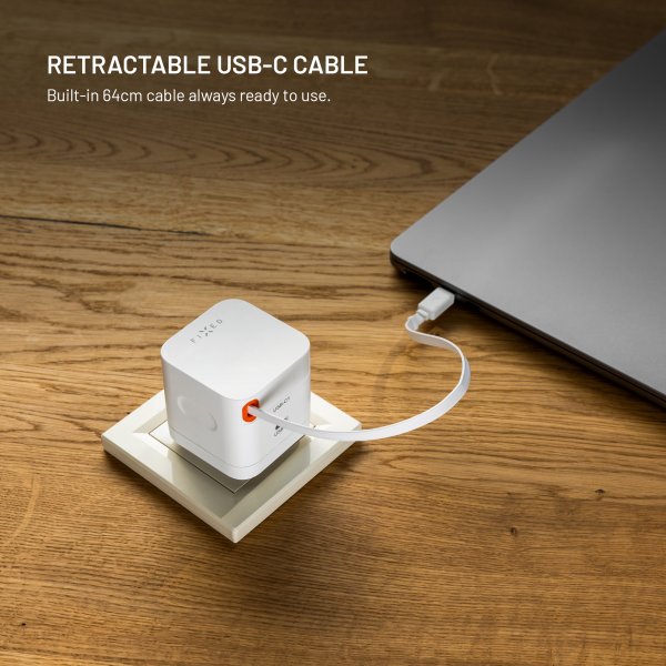 Fixed GaN65 Oplader med udtrækkeligt USB-C Kabel 65W