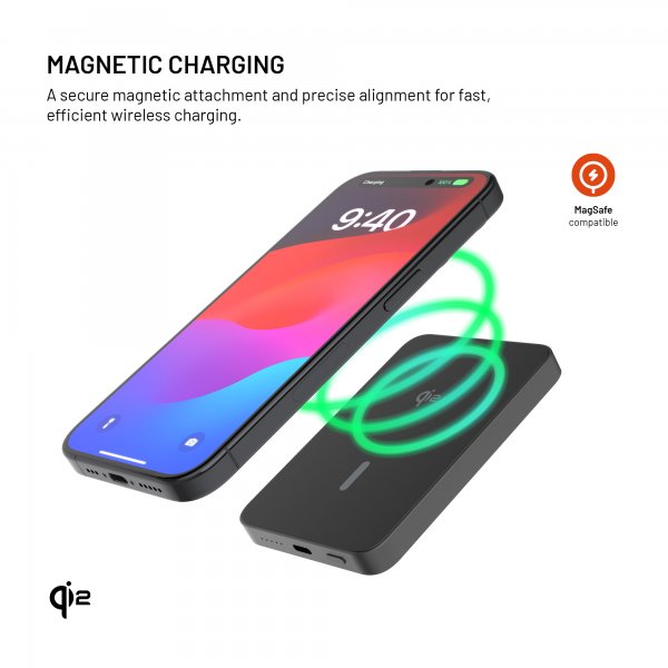 Fixed MagSafe Powerbank MagZen 5 Crystal Qi2 Sort