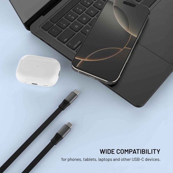 Fixed Udtrækkeligt Kabel USB-C 100W 1m Sort