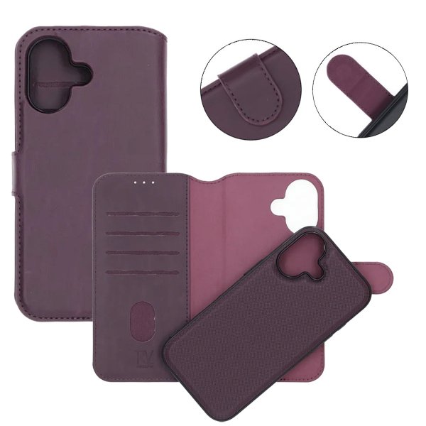 Rvelon iPhone 17 Etui 4 Kortlommer Aftagelig Skal Lilla