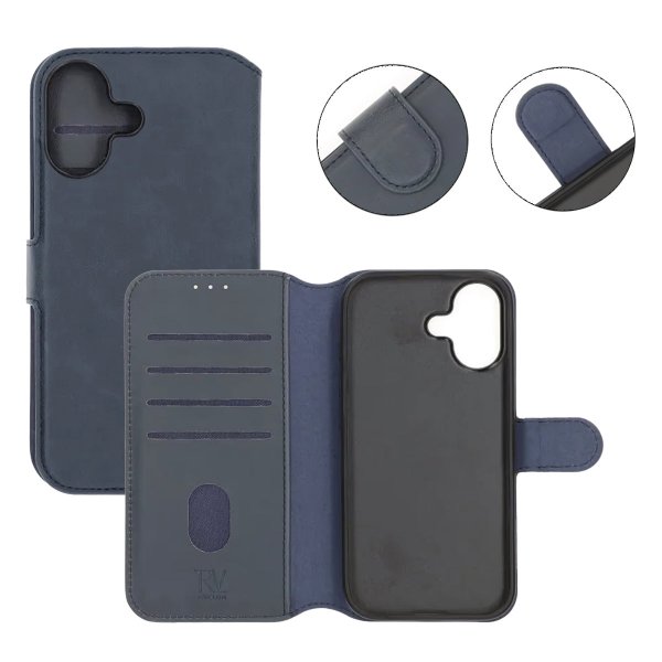 Rvelon iPhone 17 Etui 4 Kortlommer Aftagelig Skal Blå