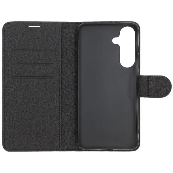 Samsung Galaxy S25 FE Cover med Kortlomme og Stativfunktion Sort