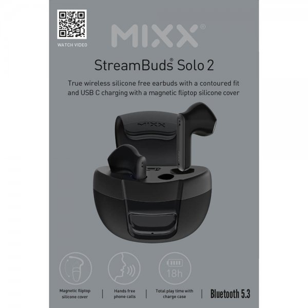 Mixx Høretelefoner StreamBuds Solo 2 TWS Sort