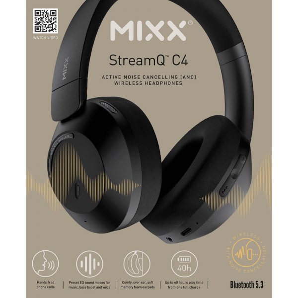 Mixx Hovedtelefoner StreamQ C4 Over-Ear ANC Sort