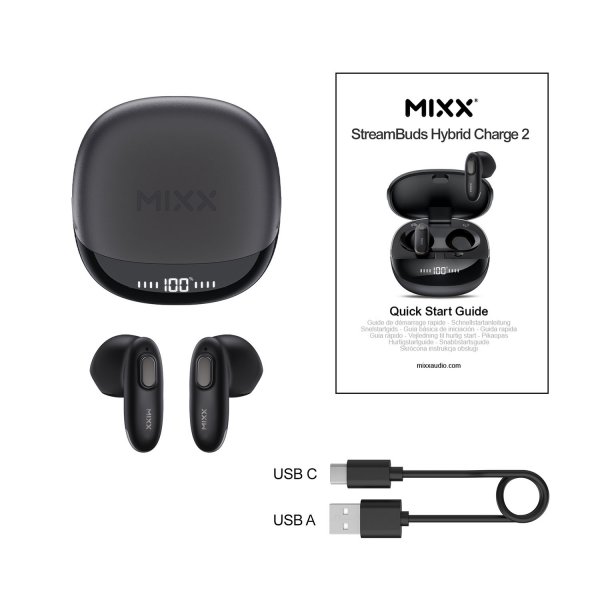 Mixx Trådløse Hovedtelefoner StreamBuds Hybrid Charge 2 Sort