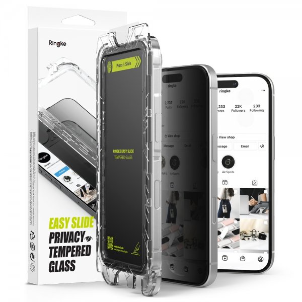 Ringke iPhone 16 Pro Skærmbeskyttelse Easy Slide Privacy 2-pak