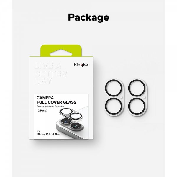 Ringke iPhone 16/iPhone 16 Plus Kamera Beskyttelse Camera Protector Glass 2-pak