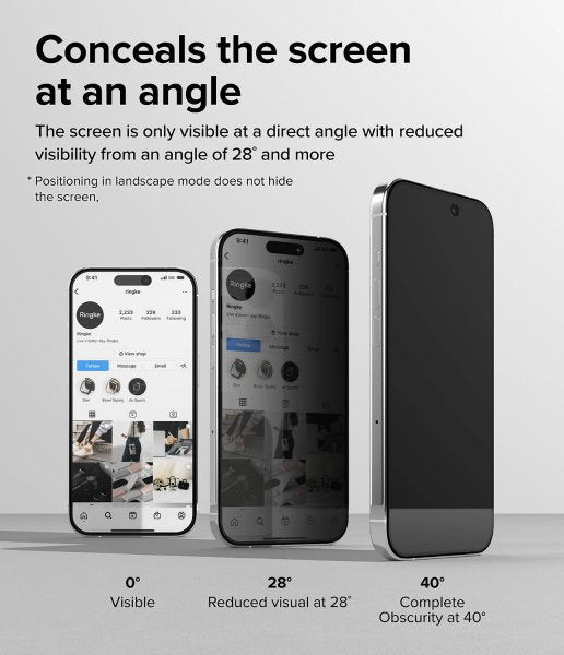 Ringke iPhone 15 Pro Skærmbeskyttelse Privacy Hærdet Glas Installationsjig