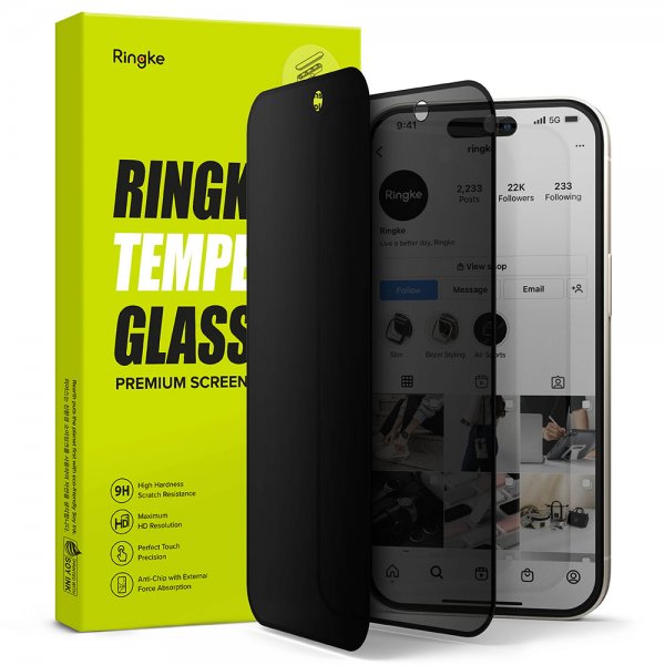 Ringke iPhone 15 Skærmbeskytter Privacy Tempered Glass Installation Jig