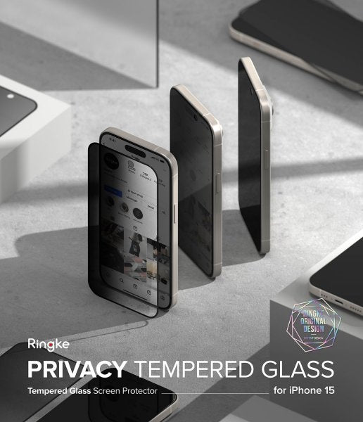 Ringke iPhone 15 Skærmbeskytter Privacy Tempered Glass Installation Jig