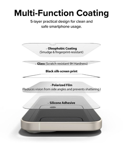Ringke iPhone 15 Skærmbeskytter Privacy Tempered Glass Installation Jig