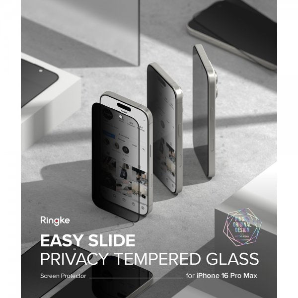 Ringke iPhone 16 Pro Max Skærmbeskyttelse Easy Slide Privacy 2-pak