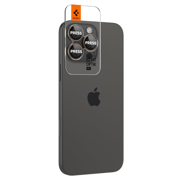 Spigen iPhone 16 Pro/Pro Max/17 Pro/Pro Max Kamerabeskyttelse GLAS.tR EZ Fit Optik Pro 2-pak Desert Titanium