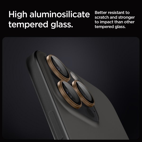 Spigen iPhone 16 Pro/Pro Max/17 Pro/Pro Max Kamerabeskyttelse GLAS.tR EZ Fit Optik Pro 2-pak Desert Titanium