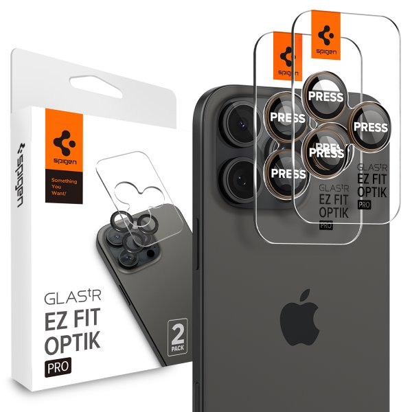 Spigen iPhone 16 Pro/Pro Max/17 Pro/Pro Max Kamerabeskyttelse GLAS.tR EZ Fit Optik Pro 2-pak Desert Titanium