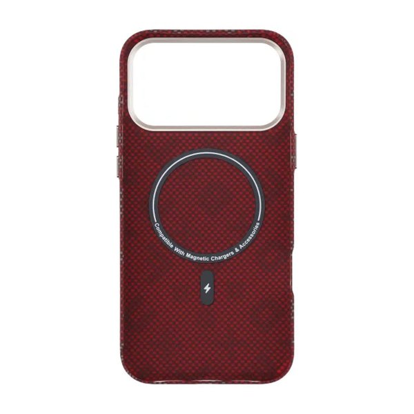 iPhone 17 Pro Max Cover Aramidfiber MagSafe Tekst Rød