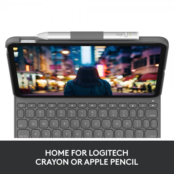 Logitech iPad 10.9 (gen 10)/iPad 11 (A16) Cover med Tastatur Slim Folio Oxford Grey Nordic