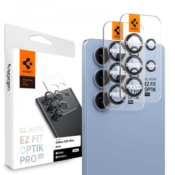 Spigen Samsung Galaxy S25 Ultra Kamerabeskyttelse GLAS.tR EZ Fit Optik Pro 2-pak Sort