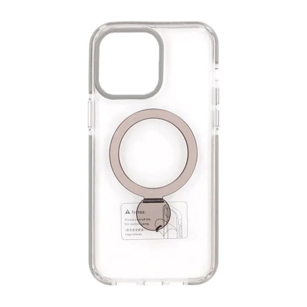 iPhone 15 Pro Cover Ringstativ MagSafe Sort Transparent