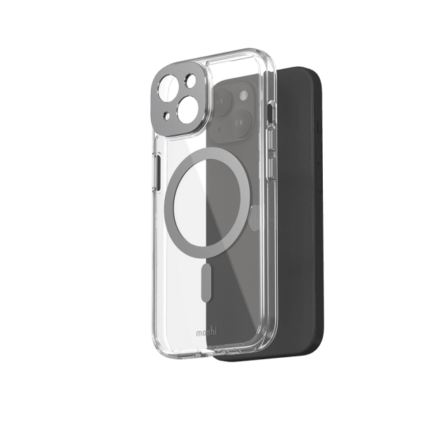 Moshi iPhone 15 Cover iGlaze MagSafe Meteorite Gray