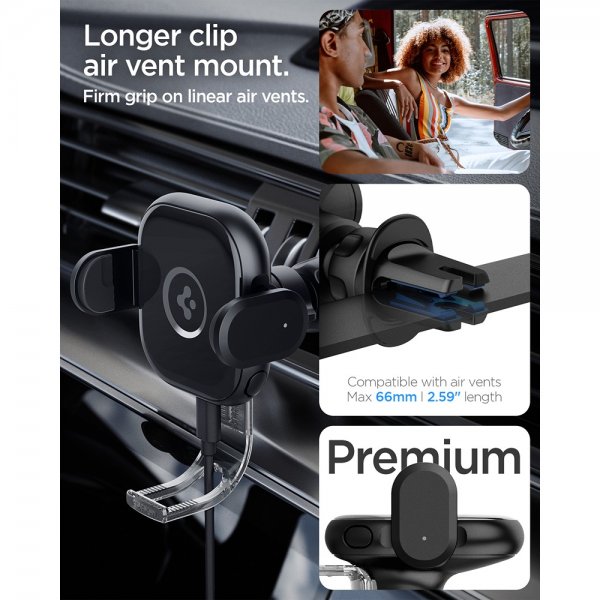 Spigen Bilholder OneTap Pro Air Vent Mount Oplader 15W Sort