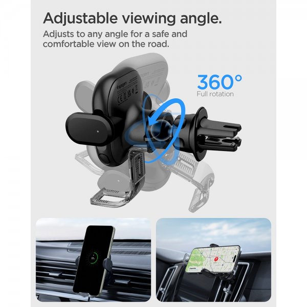 Spigen Bilholder OneTap Pro Air Vent Mount Oplader 15W Sort
