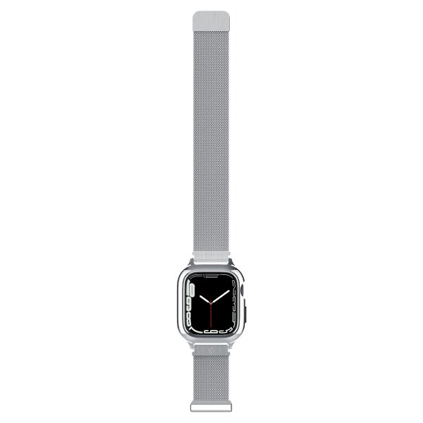 Spigen Apple Watch 45mm Cover med Rem Metal Fit Pro Silver