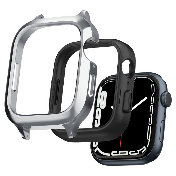 Spigen Apple Watch 45mm Cover med Rem Metal Fit Pro Silver
