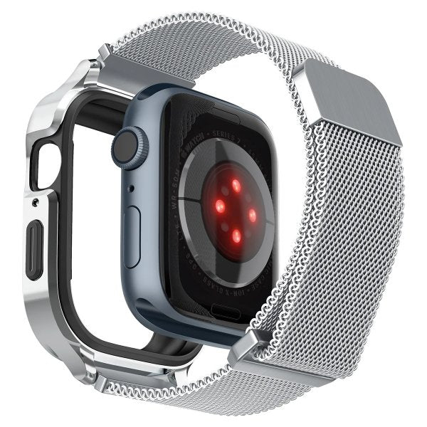 Spigen Apple Watch 40mm Skal med Armbånd Metal Fit Pro Sølv