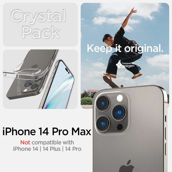 Spigen iPhone 14 Pro Max Cover med Skærmbeskyttelse Crystal Pack Crystal Clear