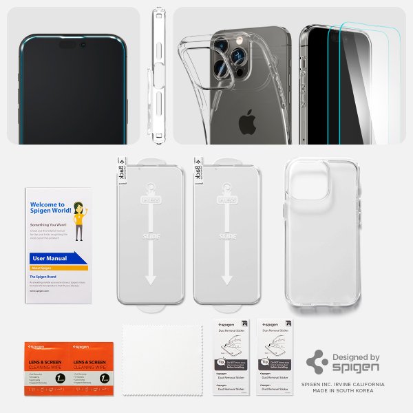 Spigen iPhone 14 Pro Max Cover med Skærmbeskyttelse Crystal Pack Crystal Clear