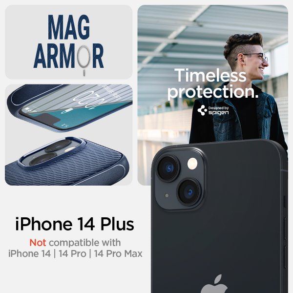 Spigen iPhone 14 Plus Cover Mag Armor MagFit Navy Blue