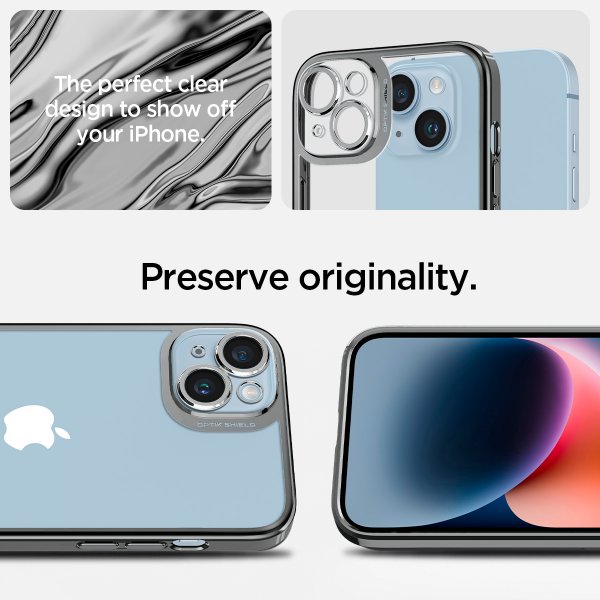 Spigen iPhone 14 Cover Optik Crystal Chrome Gray