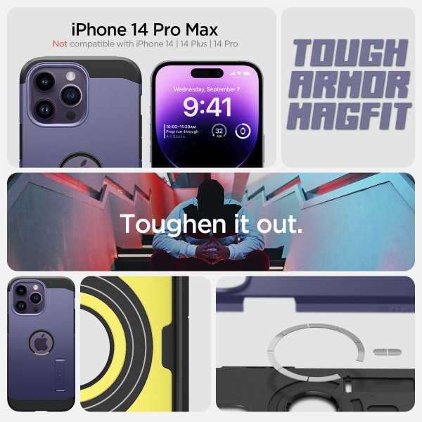Spigen iPhone 14 Pro Max Cover Tough Armor MagFit Deep Purple